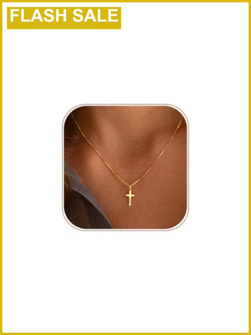 14K Gold Plated Dainty Cross Necklace for Women Box Chain